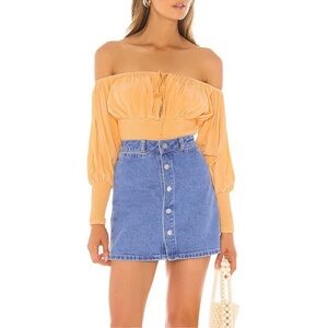 NWT Lovers+Friends ruched orange off the shoulder top blouse